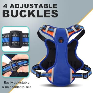 WOCUME Dog Vest Harness for Small Dogs with 2 Dog Patches, No Pull Adjustable Dog Harness with Handle for Walking Training, Reflective and Soft Padded Pet Harness for Small Dogs - Blue, XS - Image 4