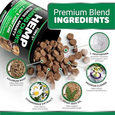Hemp Calming Chews for Dogs - Advanced Dog Calming Chews - 170 Treats - Anxiety Relief Treats - Hemp Oil - Separation Aid, Stress, Hip and Joint Supplement for Canine Health Support - Beef Flavor - Image 3
