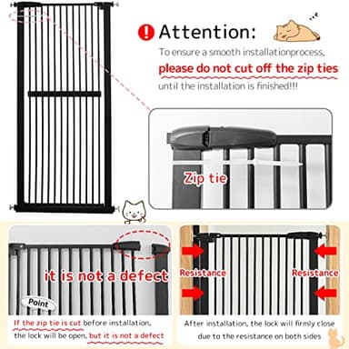 Lumizone Extra Tall Cat Gate 61.02" High Pressure Mounted Extra Wide 63.39"-67.32" (17Sizes) 1.37" Gap No Drilling Auto-Close Tall Pet Gate for Dogs (Black, 63.32"-67.91"/161-171cm) - Image 9