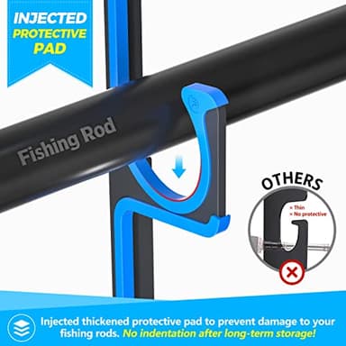 PLUSINNO H5 Horizontal Fishing Rod/Pole Holders for Garage, Wall or Ceiling Mounted Fishing Rod Rack, Aviation Aluminum Fishing Pole Holder Holds up to 10 Rod or Combos or Nets Storage Racks - Image 3