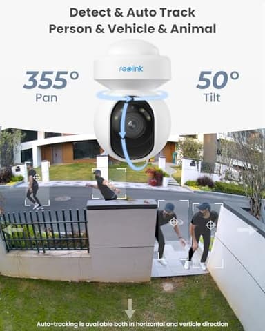 REOLINK E1 Outdoor Plug-in WiFi Security Camera, 5MP HD PTZ Camera for Home Security, Motion Tracking, 5GHz WiFi, 3X Optical Zoom, Person Vehicle Detection, Spotlight Color Night Vision, APP Control - Image 2