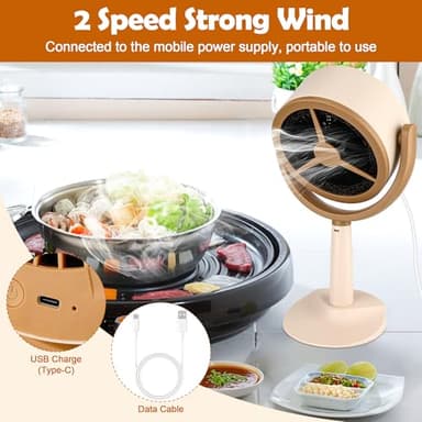 Anglekai Portable Range Hood for Cooking, 2 Speed Desktop Exhaust Fan for Smoking with 2P Filter/Towel, Adjustable Desktop Range Hood for BBQ Kitchen - Image 4