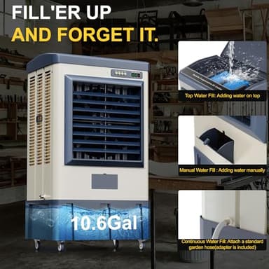Landeagle Swamp Cooler,4800CFM Portable Evaporative Air Cooler with Continuous Auto Fill,Outdoor Cooling Fan with 10.6 Gal Tank,120°Oscillation,3 Speed for Patio Garage Industry Commercial Use,41 Inch - Image 6