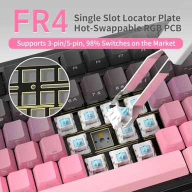NACODEX Ajazz AK980 Pink Gaming Machanical Keyboard Gift Switch Full Size RGB Gasket Mount 8000mAh Triple Modes Custom Keyboard with Five Layer Pad | Knob Control - Image 5