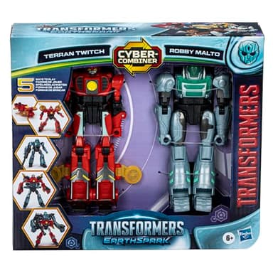 Transformers EarthSpark Cyber-Combiner Terran Twitch and Robby Malto Robot Action Figures, Interactive Toys for Boys and Girls Ages 6 and Up - Image 2