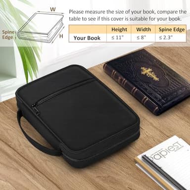 FINPAC Bible Cover, Carrying Book Case Church Bag Bible Protective with Handle and Zippered Pocket, Gift for Mother Lady Women Men, Black - Image 3