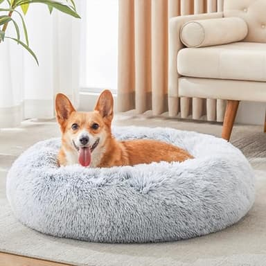 WESTERN HOME WH Calming Dog & Cat Bed, Anti-Anxiety Donut Cuddler Warming Cozy Soft Round Bed, Fluffy Faux Fur Plush Cushion Bed for Small Medium Dogs and Cats (20"/24"/27"/30") - Image 2
