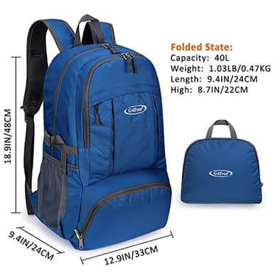 G4Free 40L Lightweight Packable Hiking Backpack, Waterproof Travel Daypack - Image 4