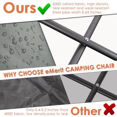 EMERIT Oversized Double Duo Camping Chair Folding Camping Loveseat 2 Person Camping Couch Heavy Duty Lawn Chairs for Outside with Padded Seats & Armrests-Support 650LBS - Image 5