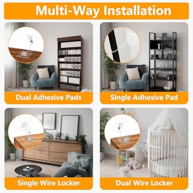 No Drill Metal Furniture Anchors (10 Packs) for Baby Proofing, 14" Adhesive Anti-Tip Furniture Wall Safety Straps for Child, Keep Toddlers & Pets Safe from Falling Furniture Like Dresser & Bookshelf - Image 2