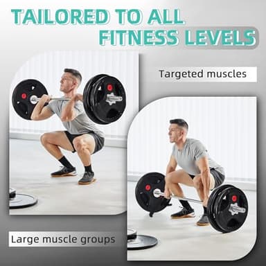 Fitvids Cast Iron 1" Standard Weight Plates Including 5FT Standard Barbell Bar & Star Locks, 45 Pounds Set (35 Lbs Plates + 10 Lbs Barbell Bar), Multiple Packages - Image 6
