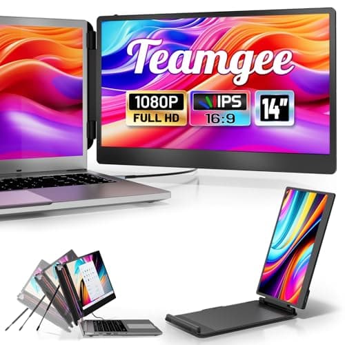 Teamgee S1 Dual Laptop Screen Extender — 14” FHD IPS Portable Monitor for 13–17” Laptops, USB-C/HDMI Plug & Play, Compatible with Windows, macOS & Android, Perfect for Hybrid Work & Travel - Image 1