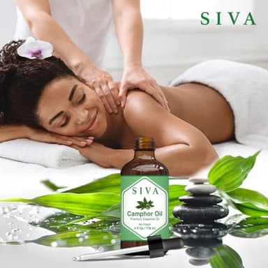 Siva Camphor Essential Oil - 4 Fl Oz – Natural Camphor Oil - for Diffuser, Face, Skin Care, Aromatherapy, Hair Care, Scalp and Body Massage - with Dropper - Image 9