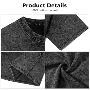 Eadali 3 Pack Men’s Oversized T-Shirts – Washed Cotton Loose Fit Tees, Drop Shoulder Crew Neck, Vintage Baggy Style Streetwear Tops(Black/Brown/Dark Green,S) - Image 6