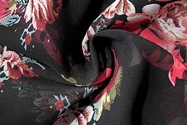 Women's Floral Print Puff Sleeve Kimono Cardigan Loose Cover Up Casual Blouse Tops(Black 3XL) - Image 5
