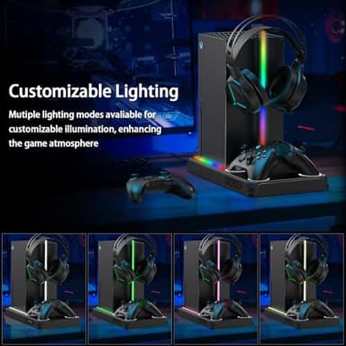Allnice Cooling and Charging Stand for Xbox Series X/S with 2 X 1400 mAh Rechargeable Battery Xbox Series X/S Stand with Cooling Fan and Controller Charging Station & RGB Lights, 12 Game Disk Holder - Image 5