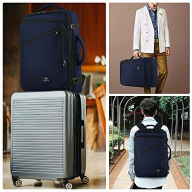MATEIN Weekender Backpack, Large Capacity Travelling Suitcase Backpack with Strap for Clothes, Expandable Flight Approved Business Carry on Daypack for International Travel, Blue - Image 6