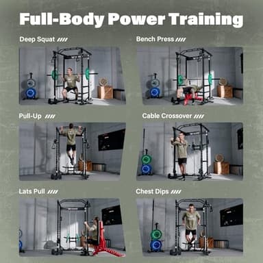 MAJOR FITNESS Drone1 Power Cage - Multi-Function Power Rack for Home Gym (Package (with 1300LBS Bench & 245lbs & Bar), Black) - Image 8