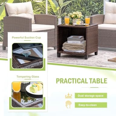 Devoko 3 Pieces Patio Furniture Set, PE Rattan Wicker Patio Set with Two Outdoor Chairs and Table, Upgraded Patio Chairs and Table for Porch, Garden Poolside Balcony - Image 5