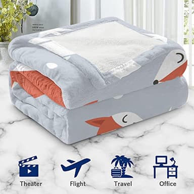 Xikowoxs Fox Blanket for Girls Boys - Cute Pattern Throw for Kids, Warm Themed Bedding, Gifts for Fox Lovers, Soft Plush Flannel Fleece for Couch Baby 50"x40" - Image 5