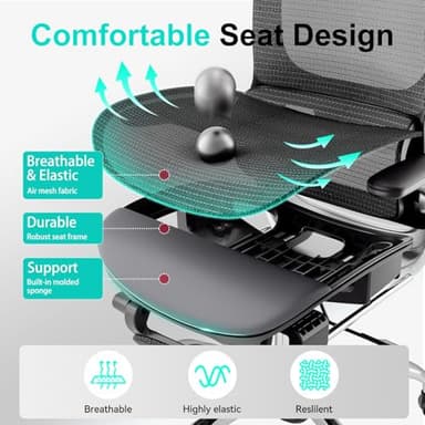 Ergonomic Ofice Chair with Adaptive BackrestSGS Class 4 Gas Clylinder and Flip-Up Armrests,Breathable Mesh, Adiustable Headres - Image 7
