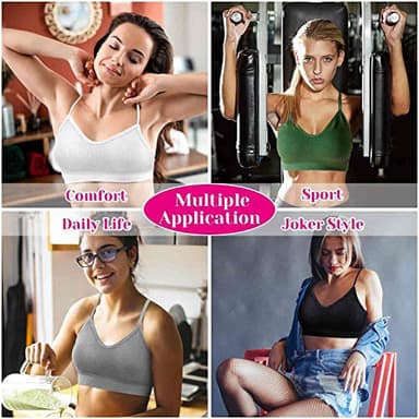 selizo Padded Bralettes for Women, 6 Pcs Sports Bras for Women Pack, V Neck Cami Bando Bra for Women Girls, S-M - Image 7