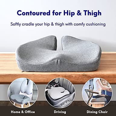 Cushion Lab Patented Pressure Relief Seat Cushion for Long Sitting Hours on Office & Home Chair - Extra-Dense Memory Foam for Soft Support. Car Pad for Hip, Tailbone, Coccyx, Sciatica - Black - Image 3