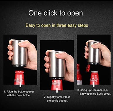 Fullgaden Automatic Beer Opener, Gift-Bottle Collector Best find Push Down & Bottle pops Off. No Bending or Damage to caps, Titanium-Plated Black - Image 4