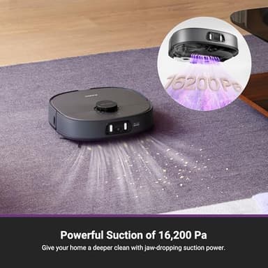 Eureka J15 Pro Ultra Robot Vacuum and Mop with Self Emptying Base, 16,200 Pa Suction, Flex-Arm Design Mop, Auto Mop Hot Water Washing & Hot Air Drying, Anti-Tangle, AI Obstacle Avoidance, Black - Image 5