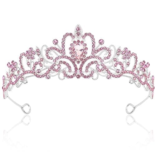 CIEHER Pink Tiara Princess Crown Queen Crown Crystal Crowns for Women Crown for Birthday Prom Party Halloween Costume Cosplay, Princess Party Decorations - Image 1