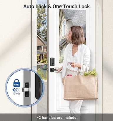 Veise Fingerprint Door Lock Set, Keyless Entry Door Lock, Front Handle Set, Electronic Keypad Deadbolt with Lever Handle, 2 Keys, Auto-Locking, One-time Codes, Easy to Install, Matte Black - Image 4