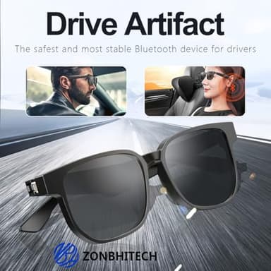 zonbhitech Smart Glasses with Bluetooth Speaker,Open Ear Smart Audio Glasses,UV Protection Glasses for Men & Women 09 (Black) - Image 2