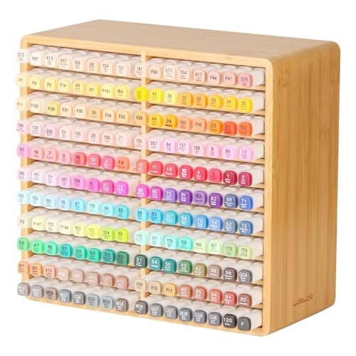 walowalo Marker Organizer Hold 176 Markers Birthday Gifts Bamboo Pen Holder Art Supply Pencil Storage Organizer with 22 Compartments All-in-One Marker Storage for Home Office Desk Classroom - Image 1