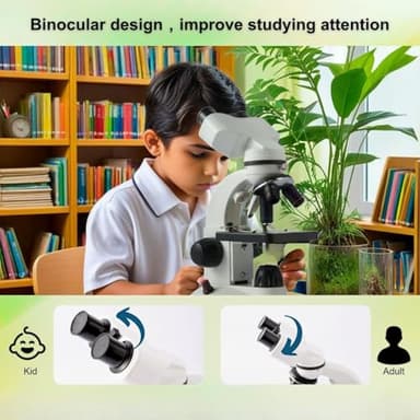 MicroMarvels Compound Binocular Microscope for Kids Adults Students,40X-2000X,Microscope Kits for Home Eduaction,Learning Kits(White/Black) - Image 2