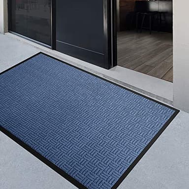 Mibao Front Door Mat, Heavy Duty Durable Welcome Mat for Outdoor Indoor, Dirt Trapper Waterproof Super Absorbent Door Mat for Entryway Outside Patio Porch, 73" x 46", Blue - Image 9