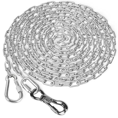 Tresbro Heavy Duty Dog Chains for Outside, 15FT Stainless Steel Tie Out Cable with Swivel Hook for Small Medium Dogs, Metal Chew Proof Pet Runner Chain Leash Lead for Outdoor Camping Hiking Yard, 3MM - Image 1