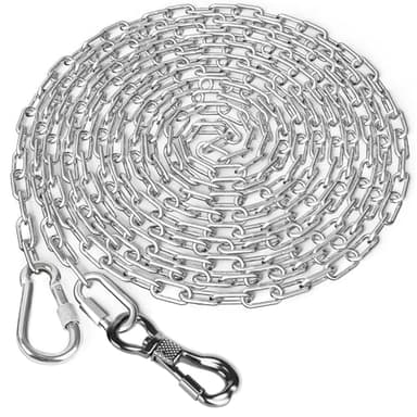 Tresbro Heavy Duty Dog Chains for Outside, 15FT Stainless Steel Tie Out Cable with Swivel Hook for Small Medium Dogs, Metal Chew Proof Pet Runner Chain Leash Lead for Outdoor Camping Hiking Yard, 3MM - Image 1