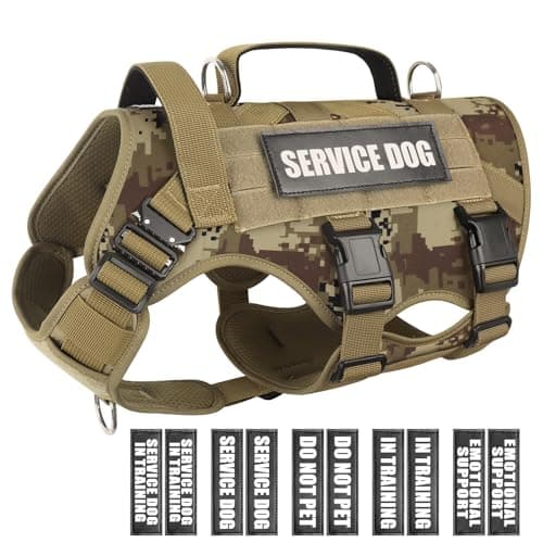 WINSEE Service Dog Vest Harness for Large Dog, Tactical Working MOLLE Vest with 10 Pet Patches, No Pull Heavy Duty Harness for Training Walking - Image 1