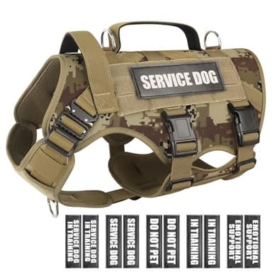 WINSEE Service Dog Vest Harness for Large Dog, Tactical Working MOLLE Vest with 10 Pet Patches, No Pull Heavy Duty Harness for Training Walking - Image 1