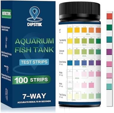 Aquarium Test Strips, 7-Way Freshwater Saltwater Fish Tank Pond Test Kit, 100 Strips, Nitrate, Nitrite, Chlorine, Hardness, Alkalinity, Carbonate, pH - Image 3