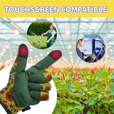 MSUPSAV Gardening&Garden Gloves,Spandex&Synthetic Yard Work Glove,Gifts for Women,Touchscreen,Medium,Green Sunflower - Image 5