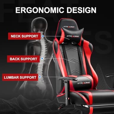 GTRACING Gaming Chair with Footrest, High Back Computer Chair Ergonomic Game Desk Chair Racing Executive Adjustable Swivel Rocker with Headrest and Lumbar Support - Image 5
