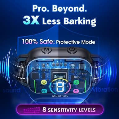 NHUJK Bark Collar- Smart Dog Bark Collar for Small Medium Large Dogs, Rechargeable Anti Bark Training Collar with 8 Adjustable Sensitivity, Barking Collar with Beep Vibration Harmless Shock (Black) - Image 5