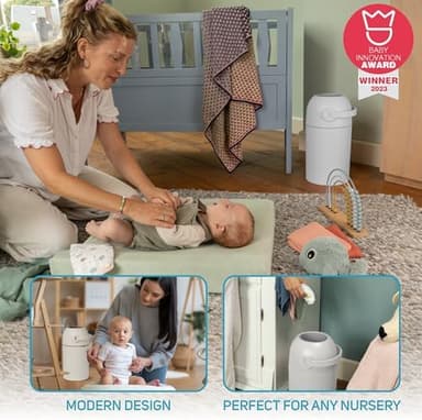 L.A. BABY Magic Diaper Pail - Patented 100% Odor-Free System with Child-Safe Lock - Award-Winning Design - No Refills Required - Works with Regular Trash Bags - White - Image 6