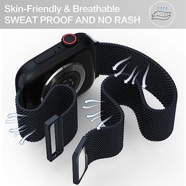 EPULY Compatible with Apple Watch Band 38mm 40mm 41mm 42mm Series 10 11, Stainless Steel Mesh Loop Magnetic Clasp Bands for iWatch Series 9 8 7 6 5 4 SE3 2 Women Men - 42/41/40/38mm Midnight - Image 4