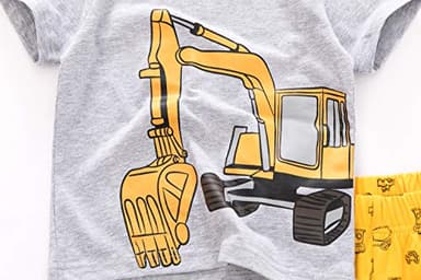 Popshion Boys Excavator Pajamas Summer Short Sets Toddler Pjs Cotton Jammies Truck Pj Clothes Kids Sleepwear Back to School Outfits 4t - Image 5
