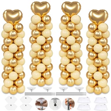 Toosci 4 Sets Balloon Column Stand Kit, 7 Feet Height Adjustable Balloon Tower Pillar with Reusable Metal Telescopic Design for Graduation, Wedding, Baby Shower, Birthday Party Decoration - Image 1