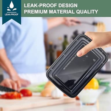 vivigu 50 Pack Meal Prep Containers 38 oz, Leakproof To Go Food Containers, Disposable & Reusable Food Prep Containers for Takeout, Food Storage Containers BPA-Free, Microwave/Dishwasher/Freezer Safe - Image 2