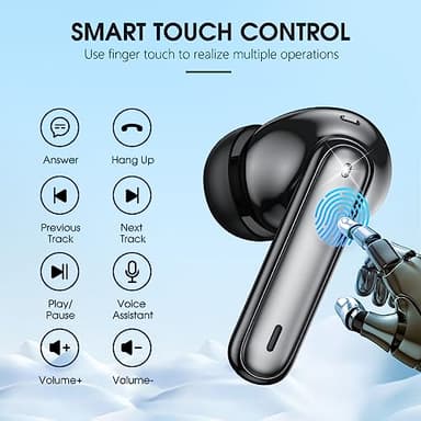 Wireless Earbuds Bluetooth 5.3 Headphones 40 Hrs Playtime with LED Display, Deep Bass Stereo and Noise Cancelling Bluetooth Earbuds HD Mics IPX7 Waterproof Ear Bud for iPhone and Andorid, Metal Black - Image 7