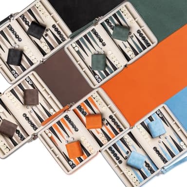 Lingle Backgammon Sets for Adults, Classic Board Game with Folding Leather Backgammon Case, Portable Travel Backgammon Game Set (Blue) - Image 6